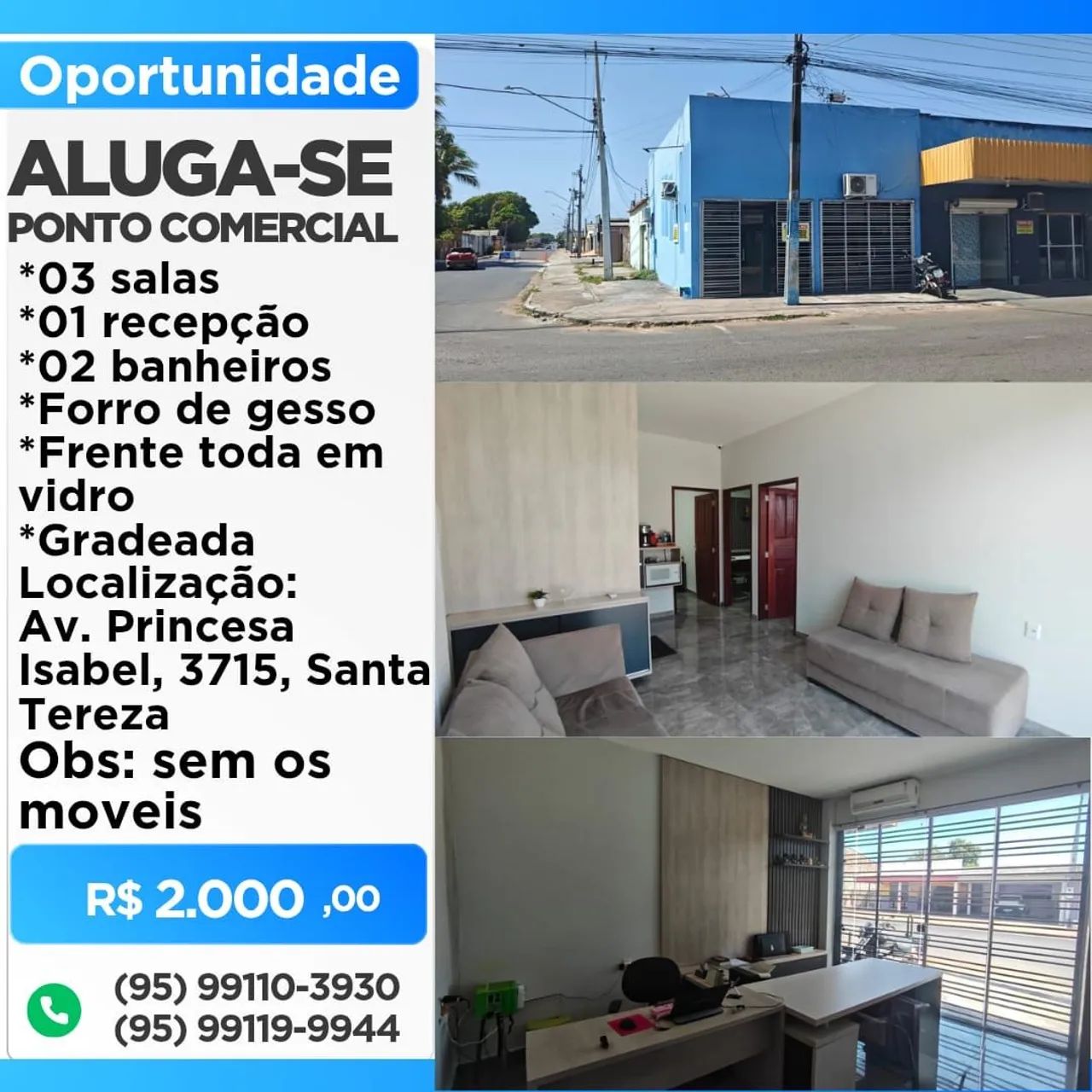 Aluga-se imovel comercial na Av. Princesa Isabel