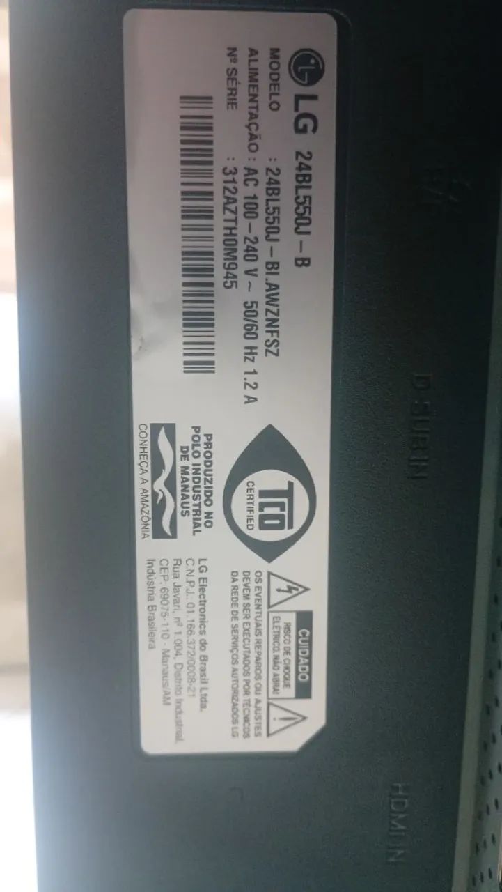 Monitor LG com defeito 