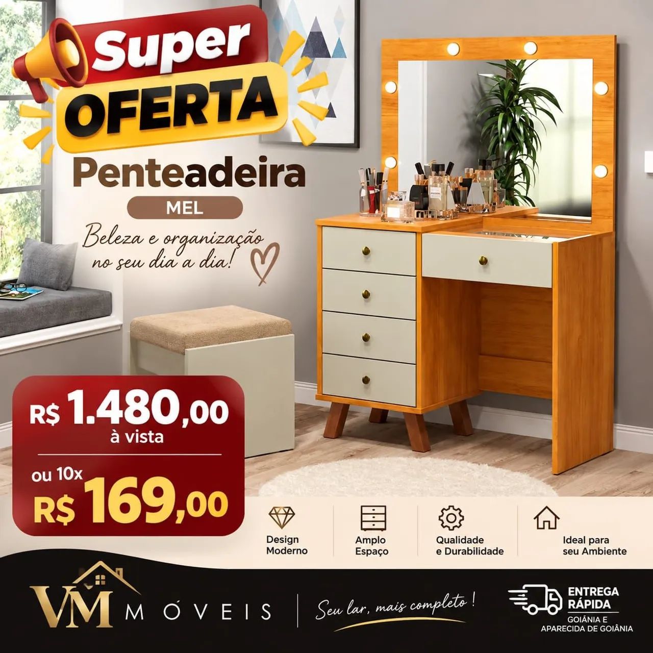 Penteadeira mel - nova entrego e monto