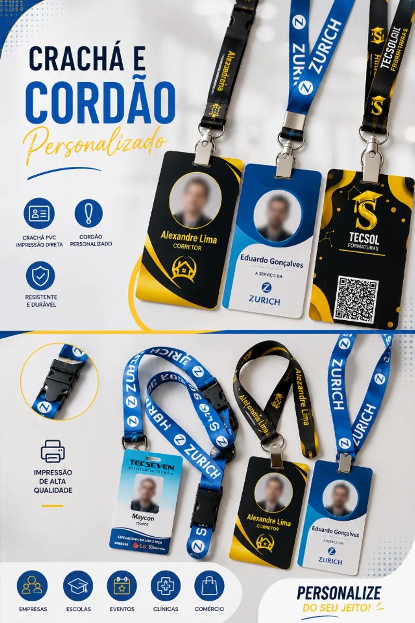 Crachá e cordão - personalizado