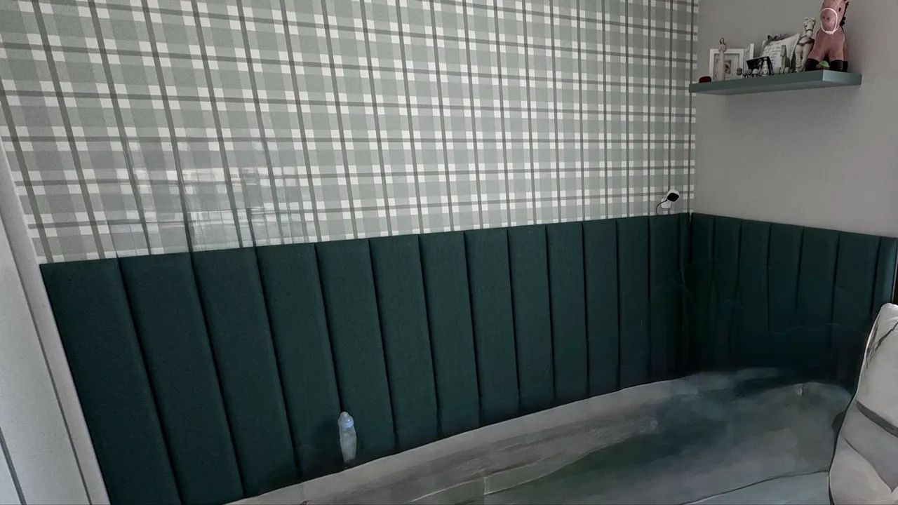 Cabeceira cama - kit modular linho verde 