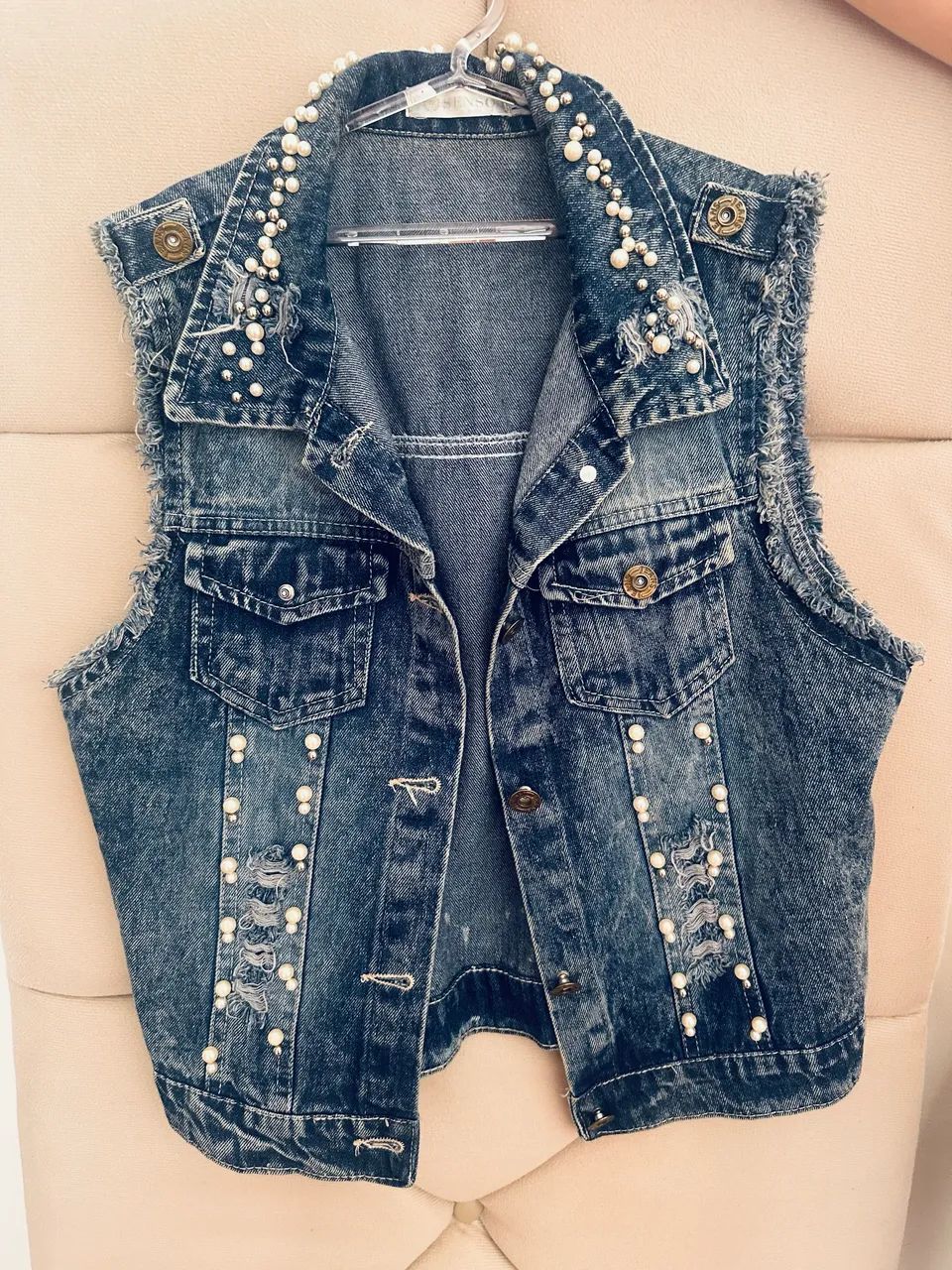 Colete jeans feminino 