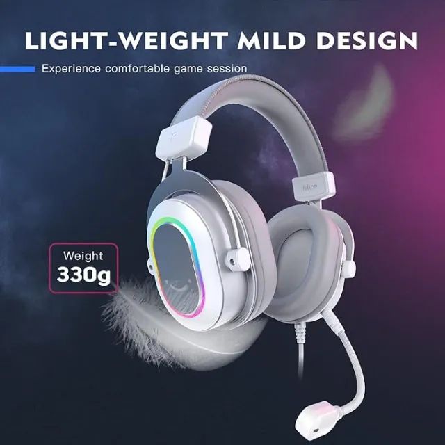 Fifine-Auscultadores Dinâmicos RGB para Jogos com Microfone