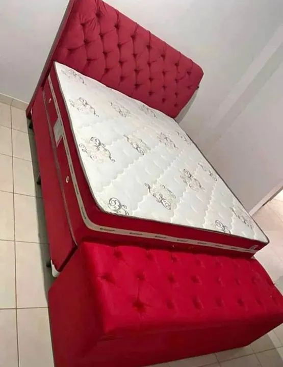 Cama Box Casal com Cabeceira e Baú - Luxo e Conforto!