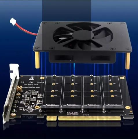 Adaptador Ssd M2 Nvme Para Pci-e X16 4 Slots C/ Coller