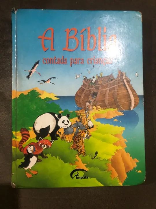 Bíblia sagrada para crianças, livro raro, capa dura, totalmente ilustrado. 