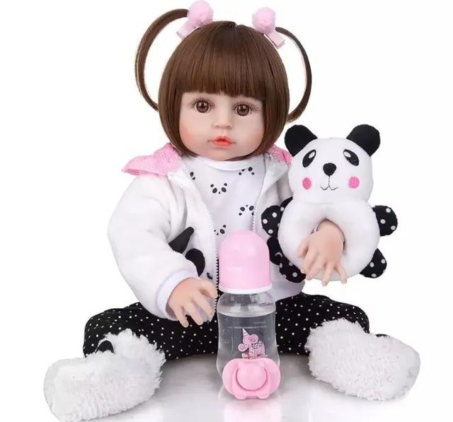 Boneca Bebê Reborn Menina Pandinha INTEIRA EM SILICONE  - Foto 2