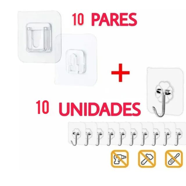 20 ganchos organizadores. 10 de cada tipo.