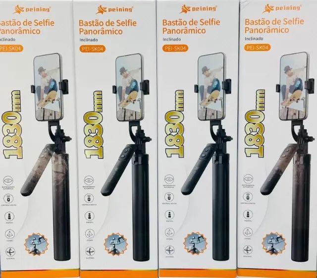 Selfiegram 1 Led Tripé Bastão 3 Em 1 Retrátil Android iPhone Cor Preto