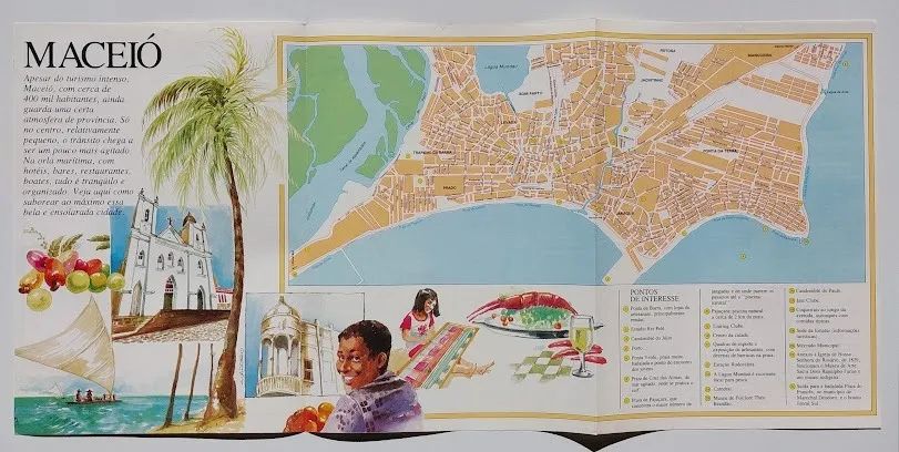 Maceió, Alagoas - Mapa/pôster antigo de turismo com ilustrações - Foto 2