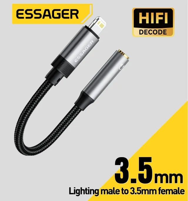 Cabo de áudio de Iphone Lightning para P2 3,5Mm Essager