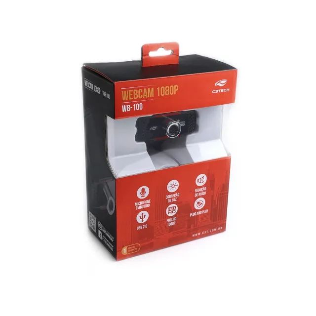 Webcam C3Tech WB-100BK Full HD 1080P com Microfone Integrado - WZetta - Foto 4