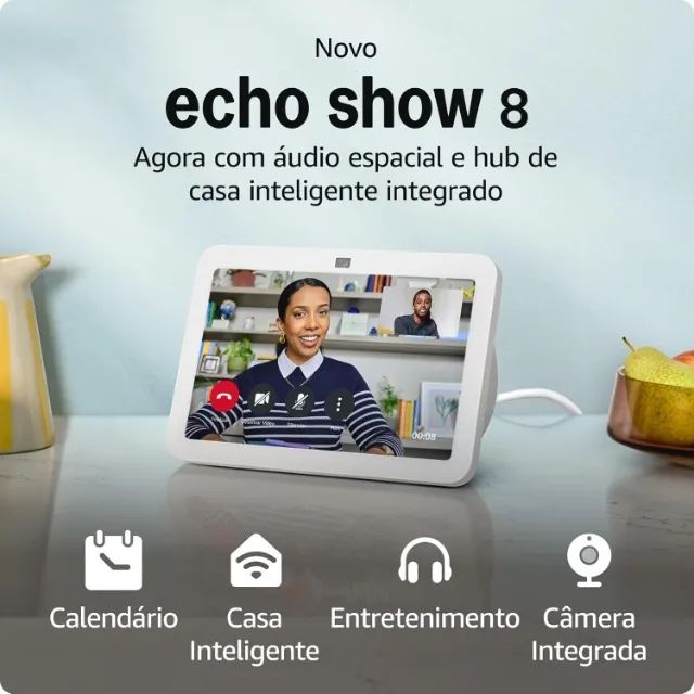 Echo Show 8 3ª geração Amazon, Branco/Preto Original | Novo