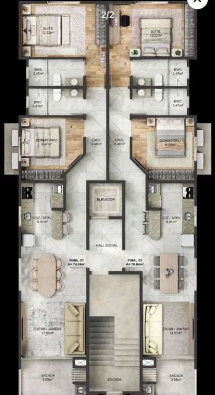 Apartamento à venda, 70 m² por R$ 681.024,00 - Gravatá - Navegantes/SC - Foto 6