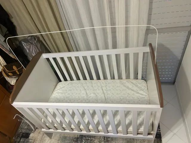 Berço-Cama Infantil transforma em 3 estágios com colchão (com proteção)! 