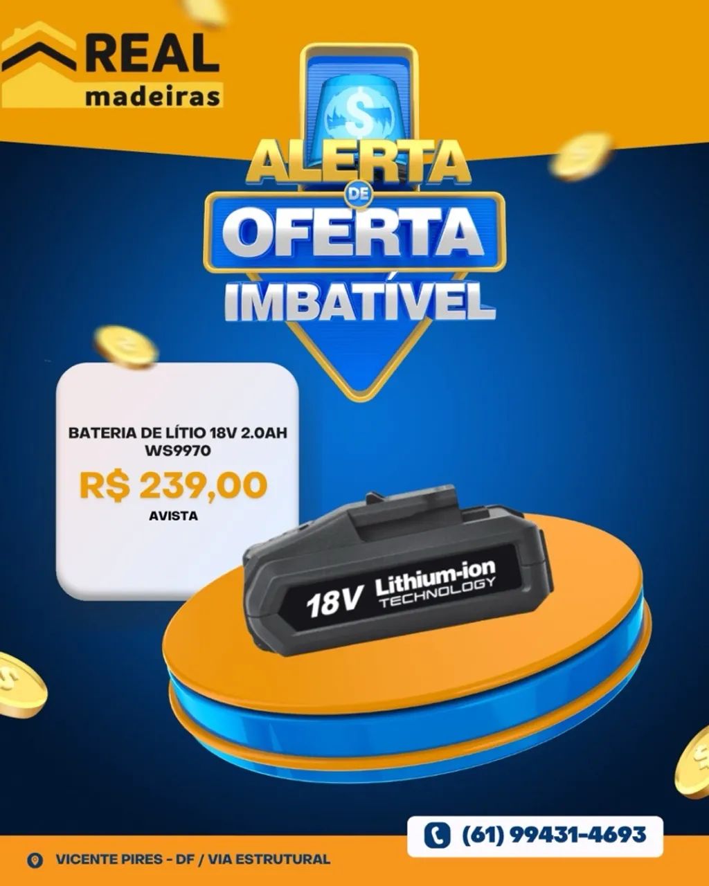 Bateria de Lítio 18V 2.0Ah WS9970 