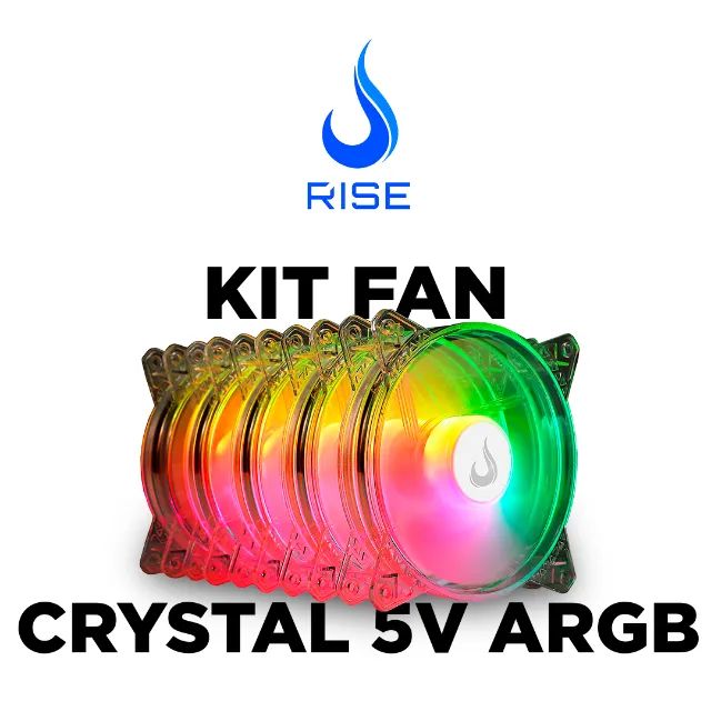 Kit 5 Cooler Fan Rise Mode Crystal Sound, 120mm, ARGB, Transparente, NOVO, Lacrado - Foto 2