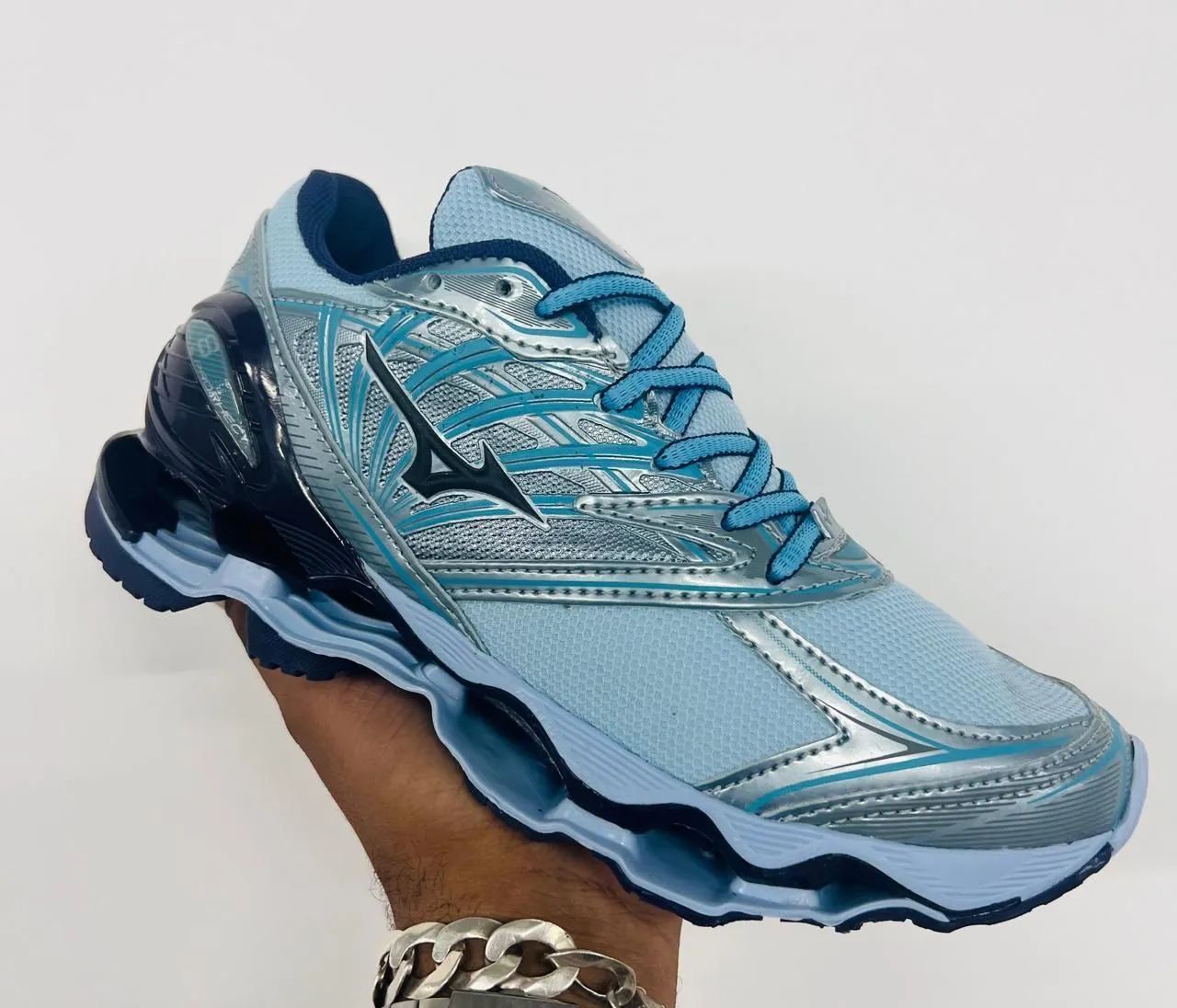 Tênis Mizuno Wave Prophecy X Azul Prata Calçados Jardim