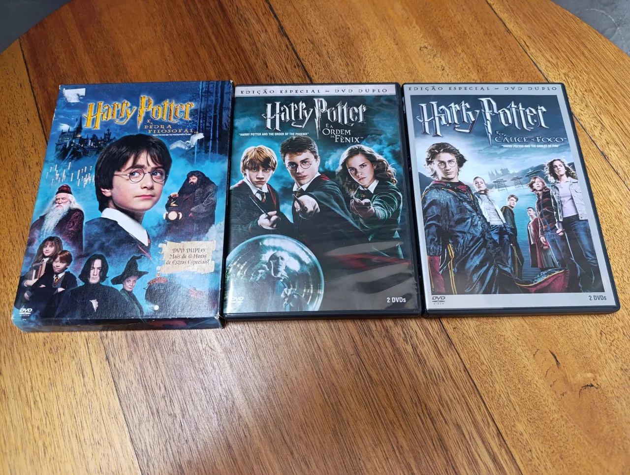 LOTE DVDs HARRY POTTER DUPLOS. PEDRA FILOSOFAL, CÁLICE DE FOGO E A ORDEM DA FÊNIX