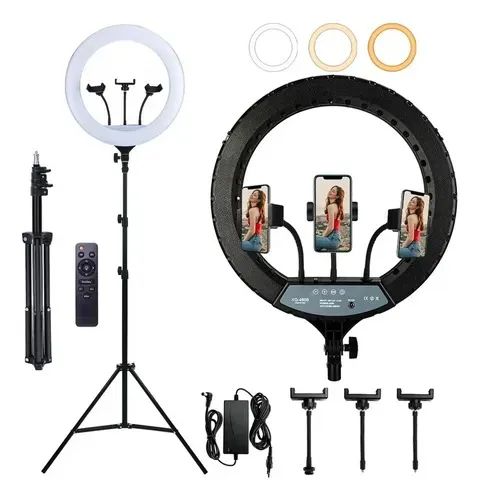  Ring Light Profissional 18 Polegadas com Tripé, Bolsa e Controle - R$ 299,90 - Foto 3