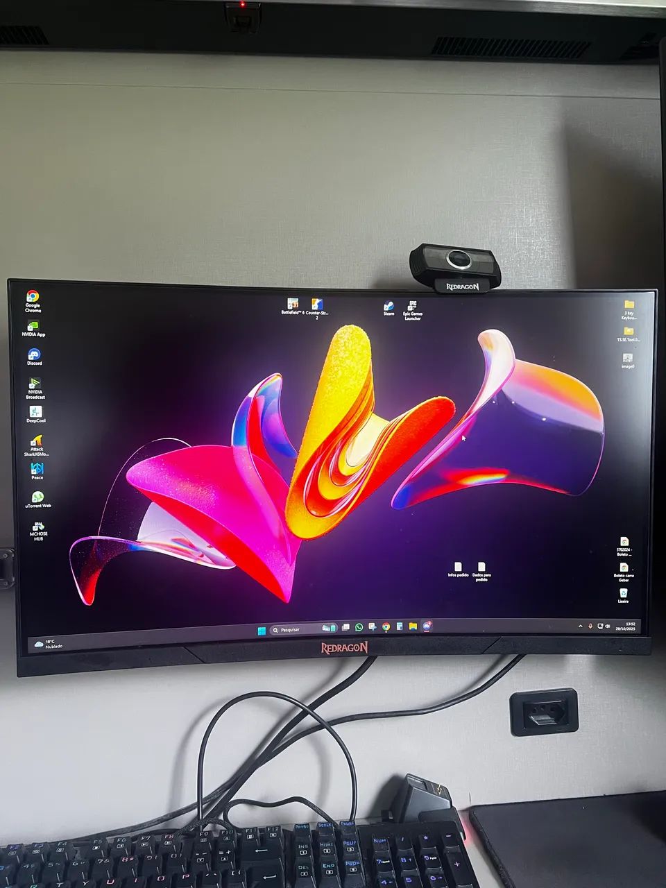 Monitor Gamer Redragon Mirror Curvo 144hz 1ms 24 polegadas 
