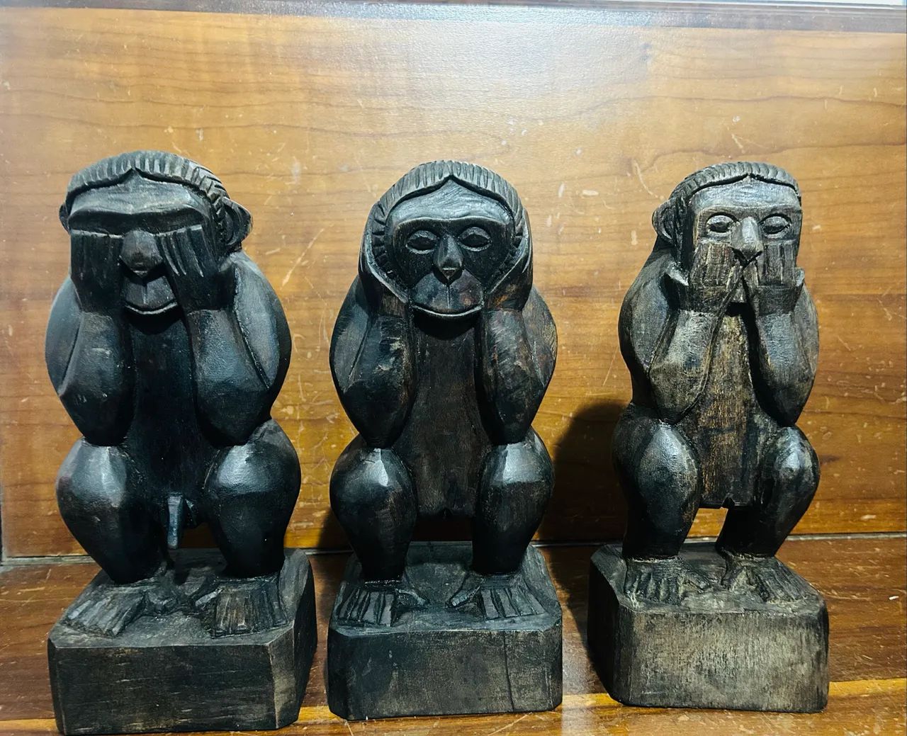 Esculturas Artesanais Japonesas três macacos sábios - Decorações