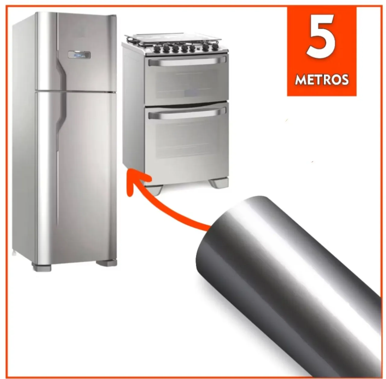 Adesivo para envelopamento cor inox prata 5metros x 33cm o rolo
