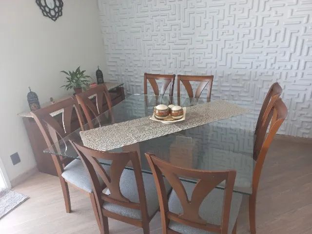Vendo Conjunto de Mesa de Vidro + 8 Cadeiras + Buffet usados - Foto 5