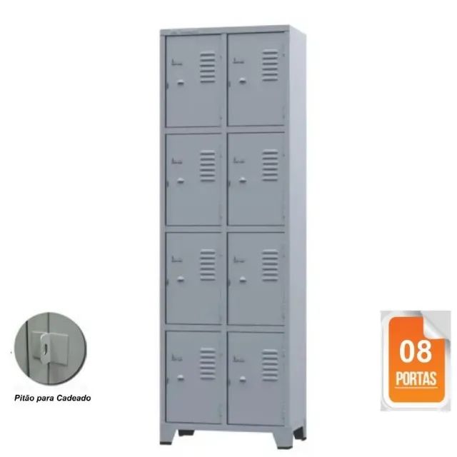 Roupeiro de Aço c/ 08 portas PEQUENAS - 1,96×0,63×0,36m Varios modelos entregamos