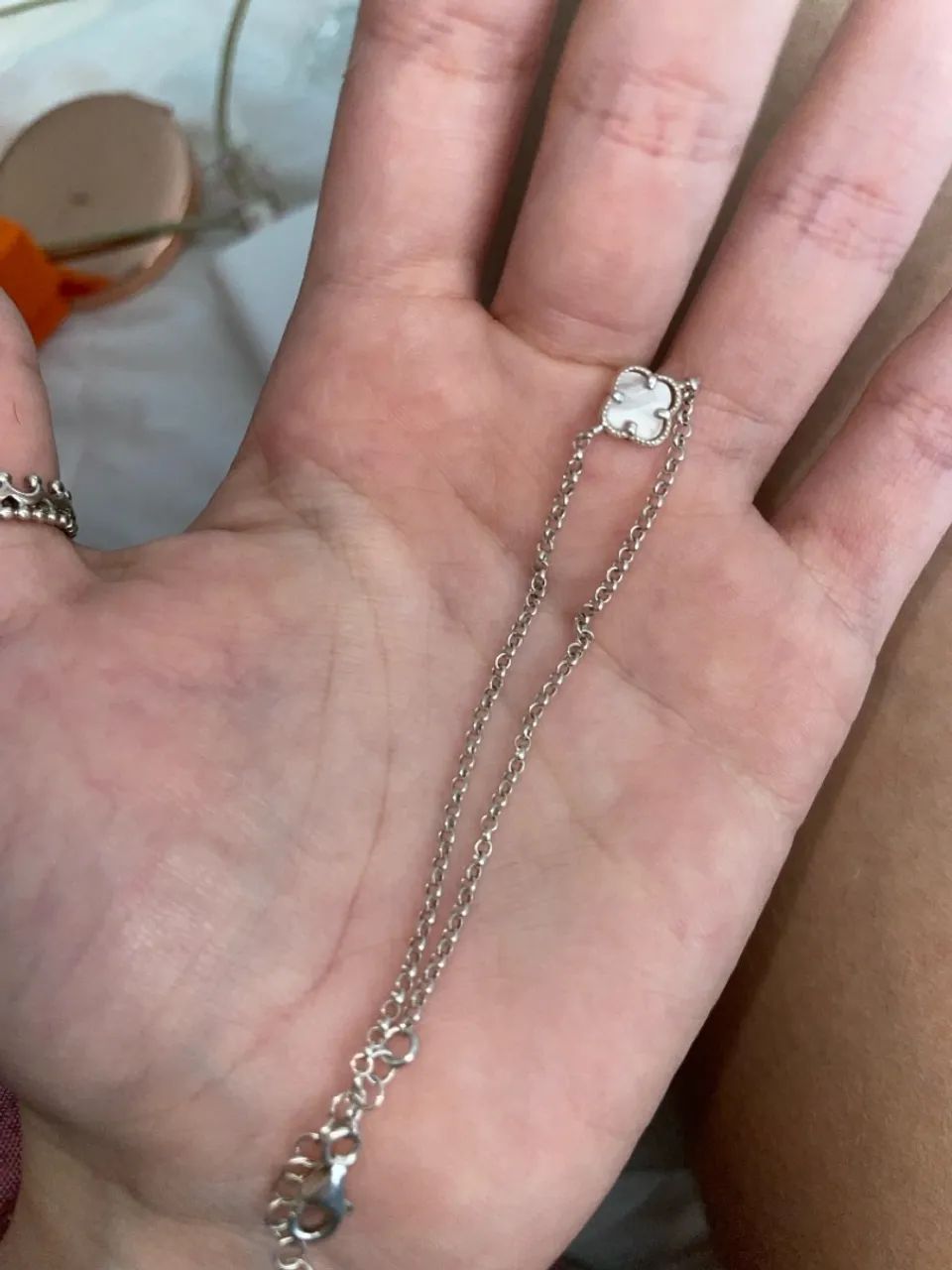 Pulseira Trevo em prata 925 com Detalhe em Madrepérola