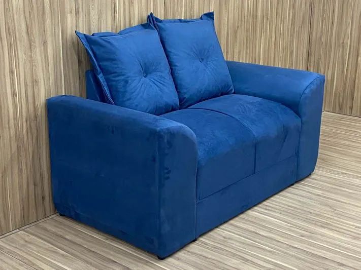 Conjunto de Sofás 3 e 2 Lugares Suede Azul - Foto 3