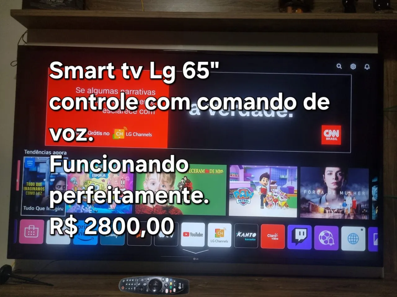 Smart TV LG 65" com Controle por Voz - Funcionando