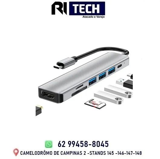 HUB 7 em 1 Tipo C USB HDTV 4K 30Hz Vídeo USB 3.0 USB 2.0 SD TF Cartão Slot Leitor de Dados