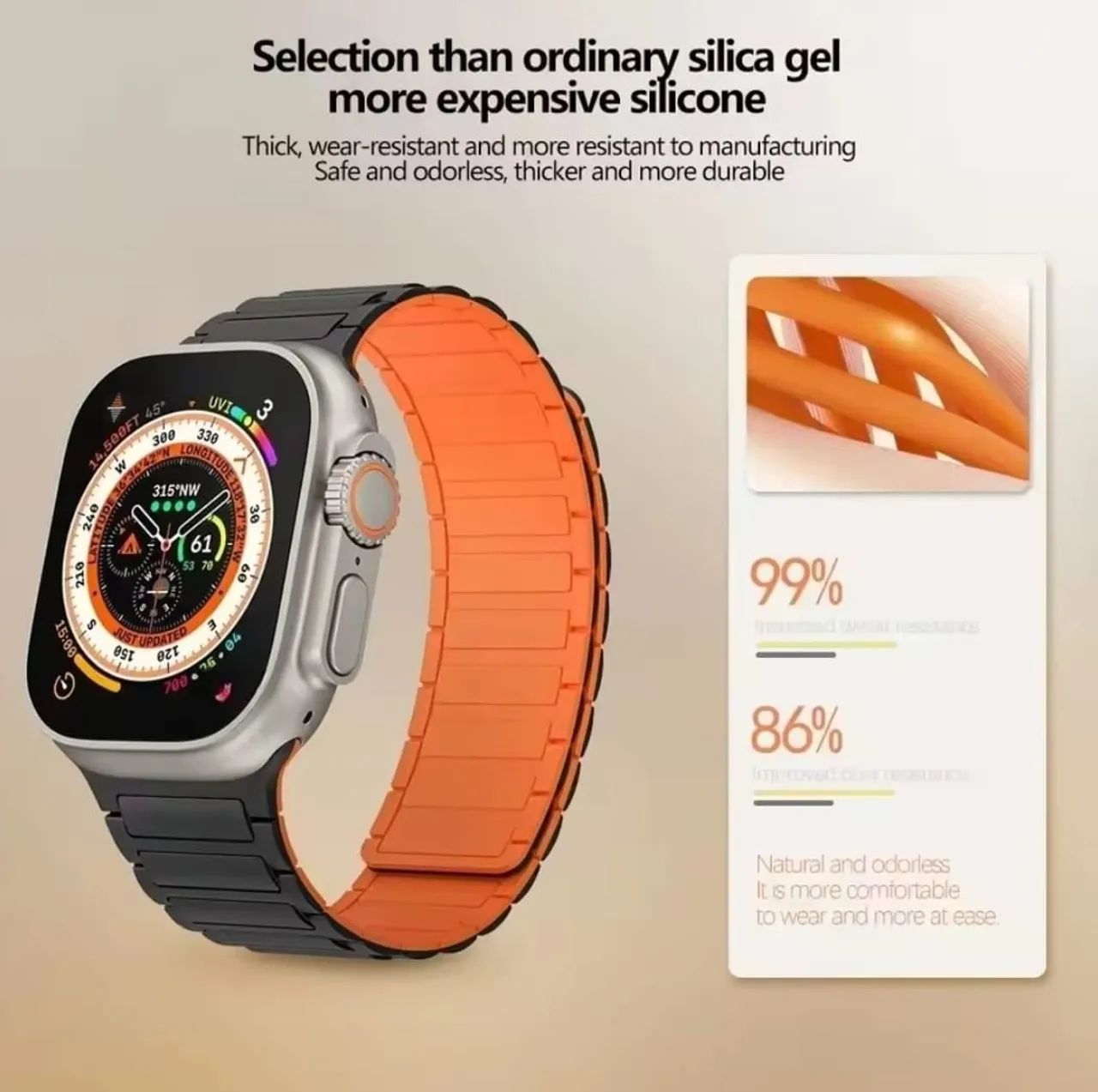 Pulseira para Apple Watch Magnética de silicone 42 a 49mm - Foto 5
