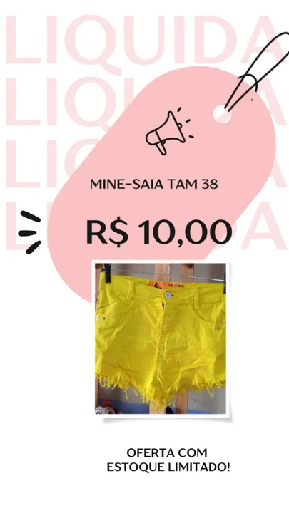 Saia Jeans Amarela - Tamanho 38 - R$ 10,00