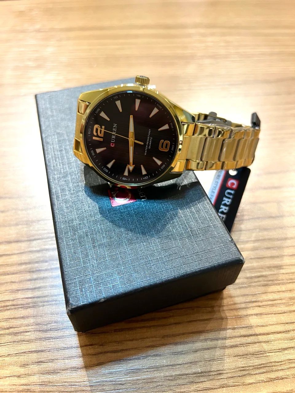 Relógio Masculino Curren Dourado com Mostrador Preto ? classe e presença em cada detalhe! - Foto 3