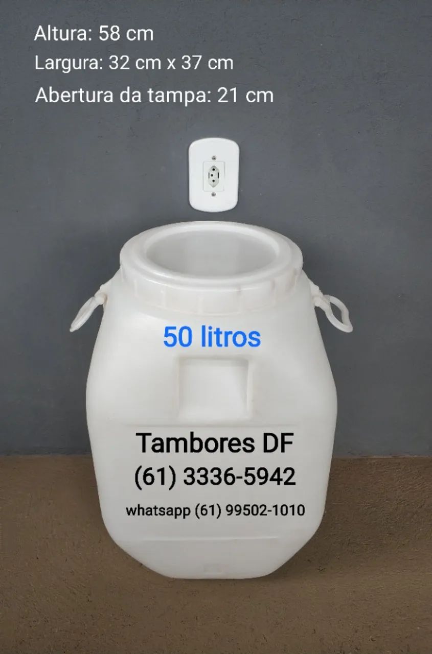 Bombona de 50 litros tampa removível usada 1x