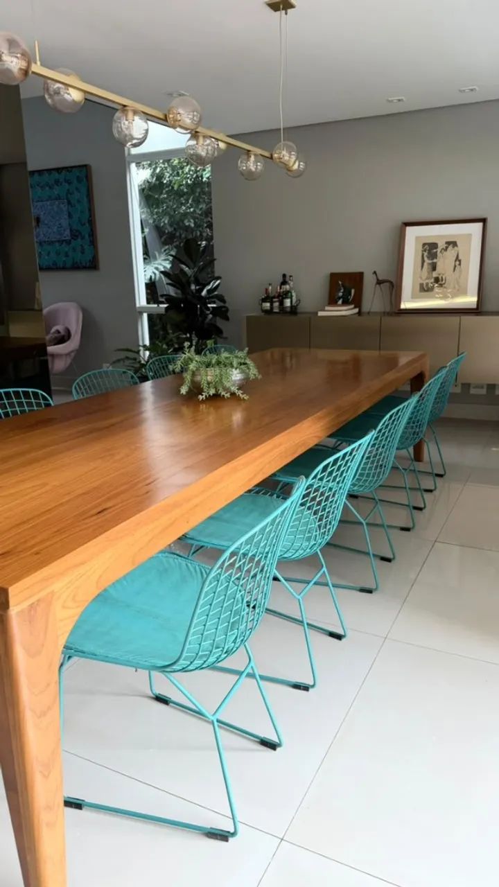 Cadeira modelo Bertoia azul turquesa 