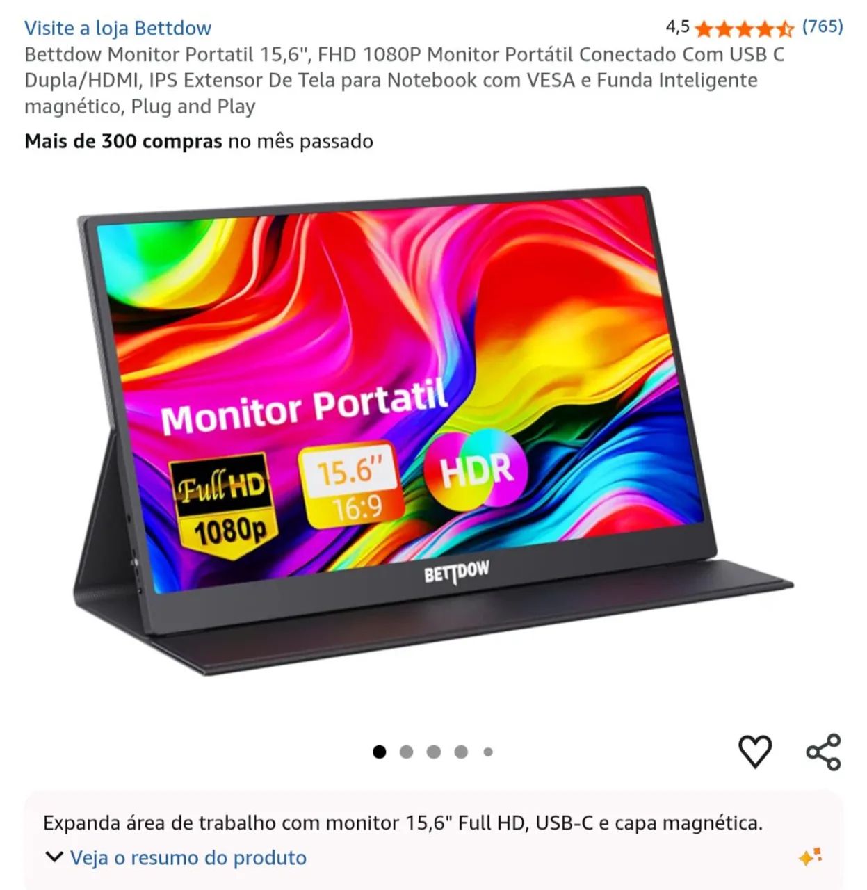 Monitor Portátil de 15,6°