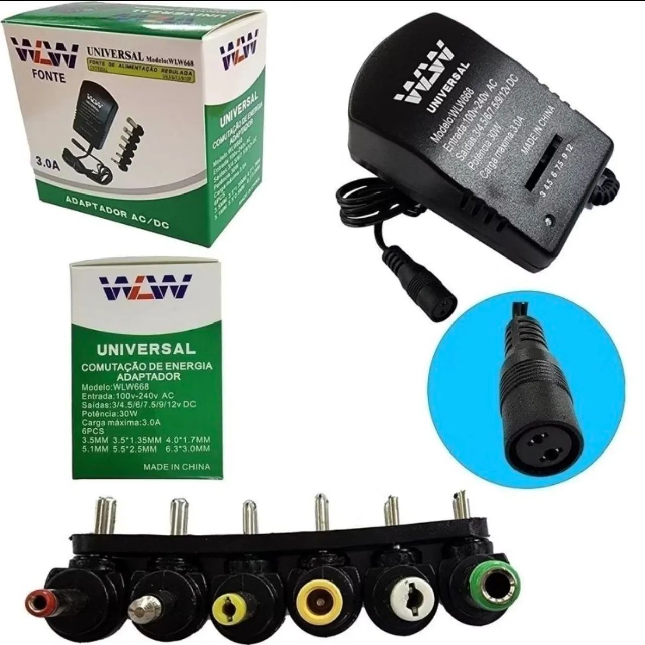 FONTE DE ALIMENTAÇÃO UNIVERSAL 3A REGULÁVEL 3V-12V 30W CHAVEADA NOVA