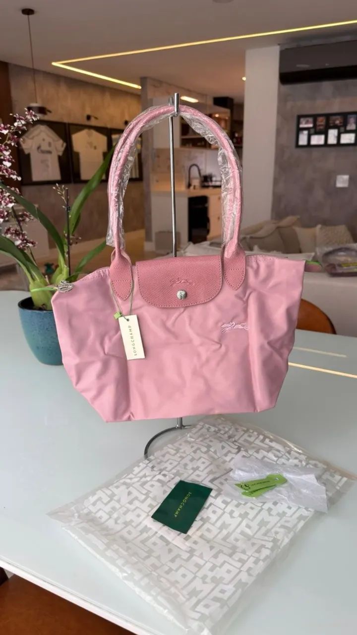 bolsa longchamp le pliage s rosa bebê - Foto 2