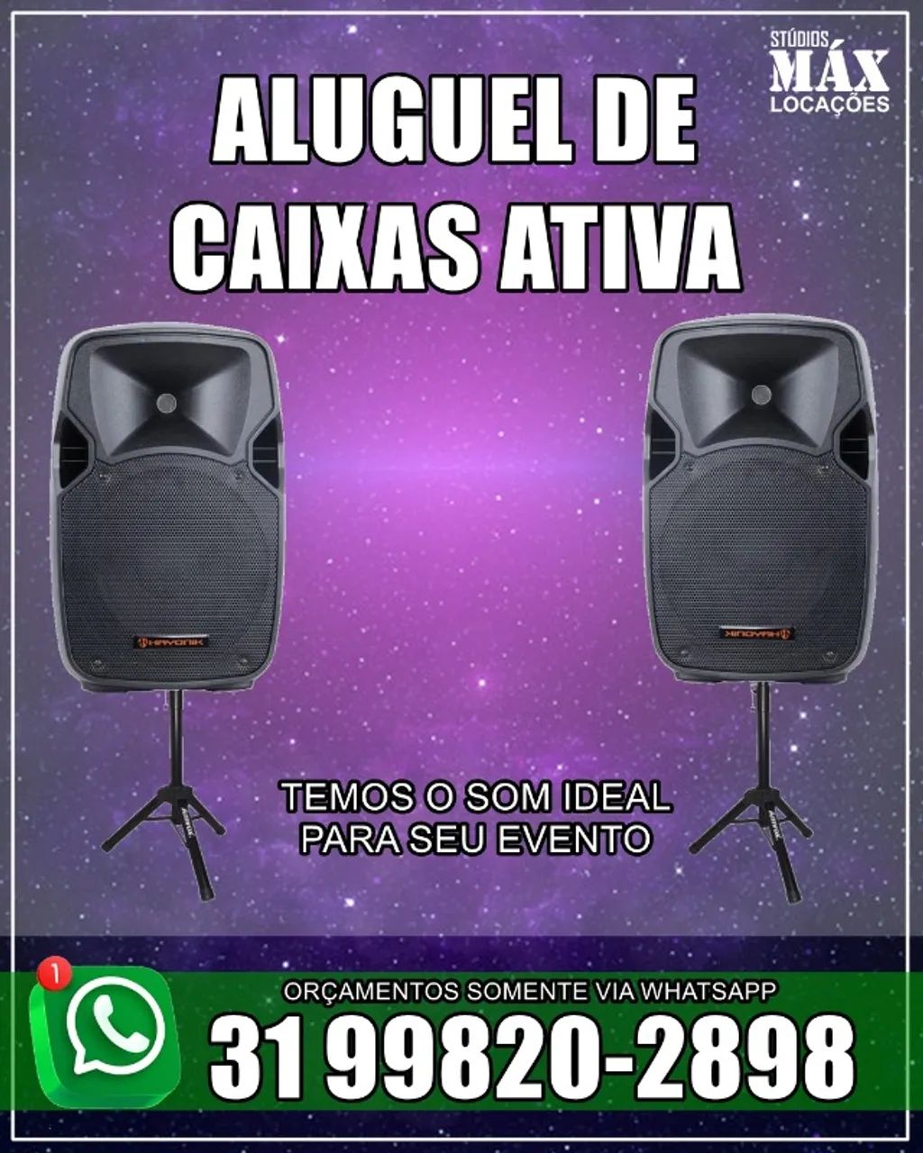 Aluguel de caixas ativas profissionais