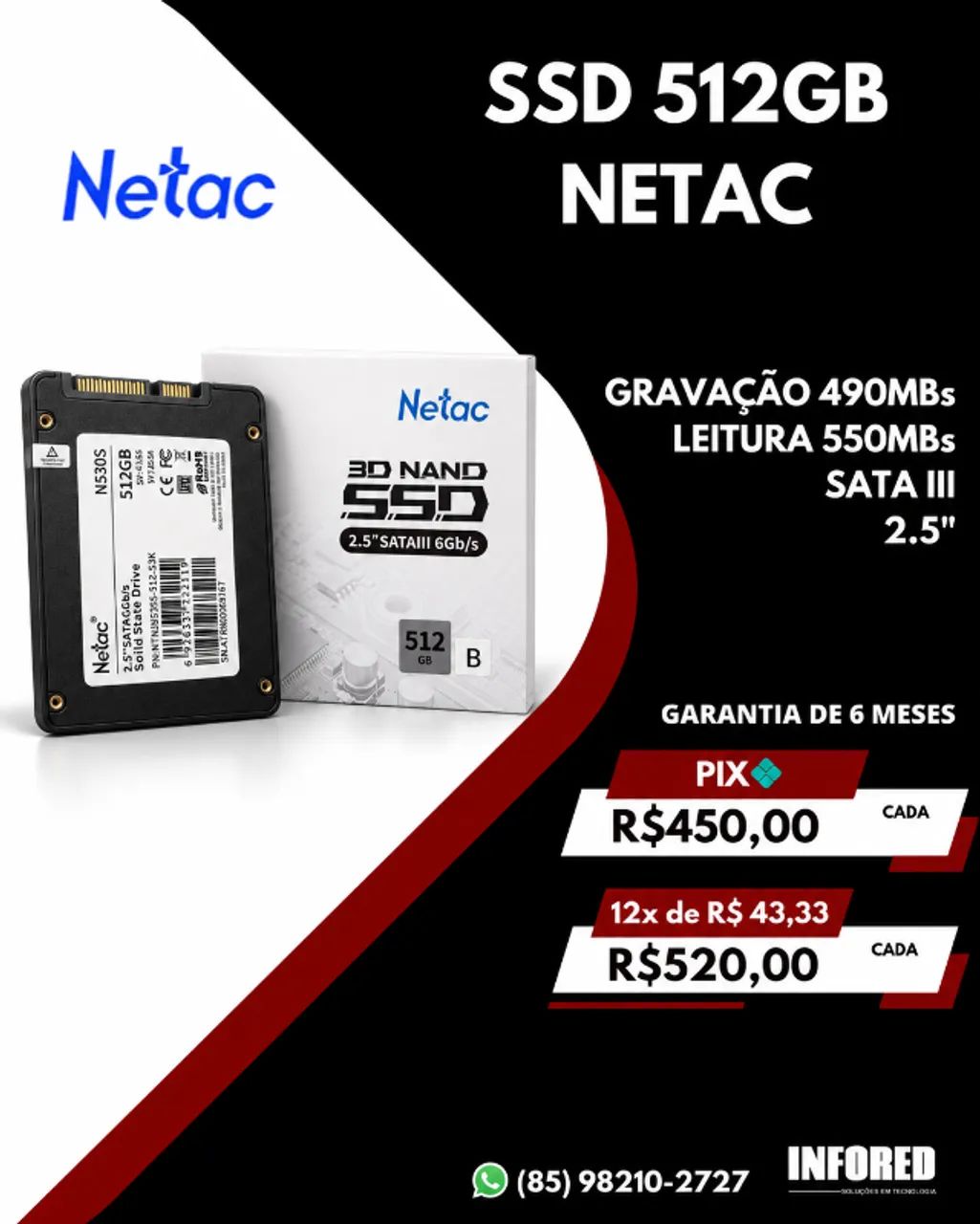 SSD Netac 512GB SATA III 2.5"  