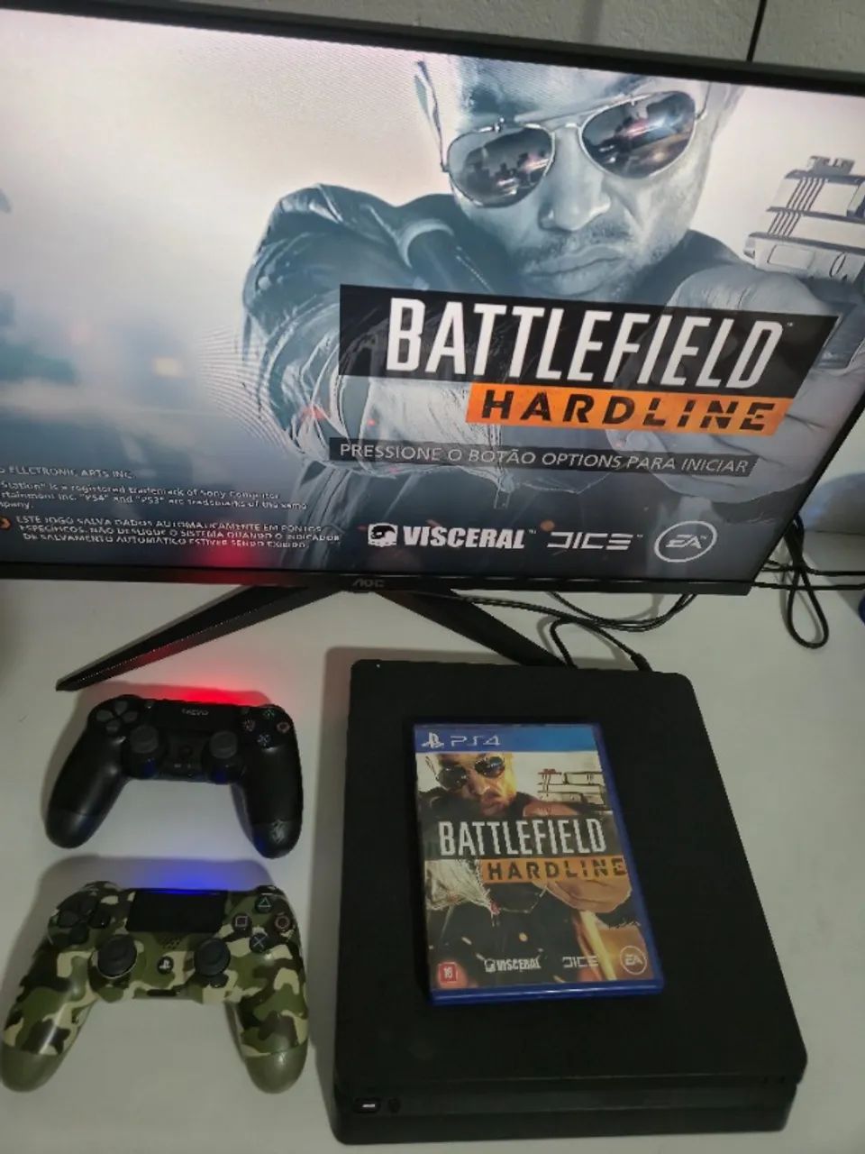 PS4 Slim + 2 Controles + Battlefield Hardline | 3M Garantia Rian Eletro