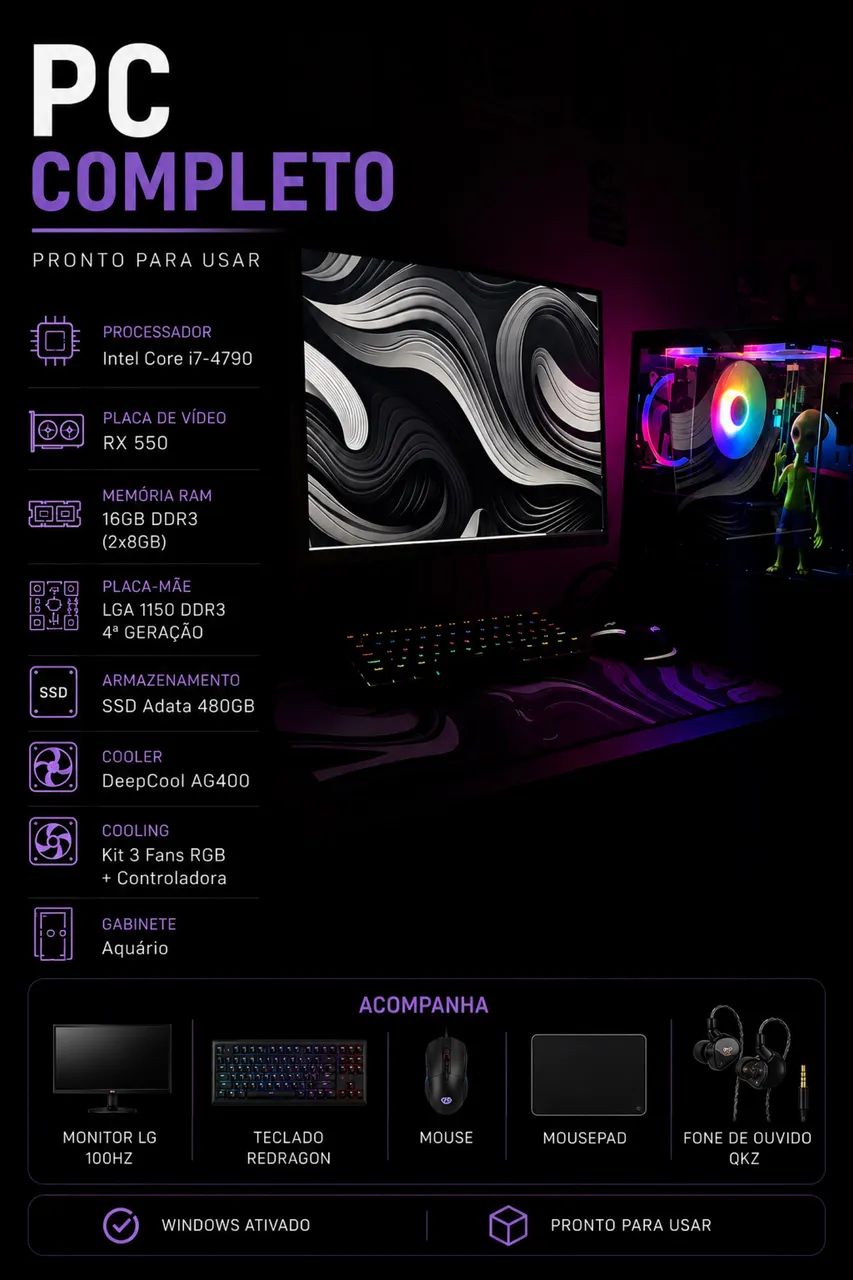 PC Completo - Pronto para usar | Windows Ativado - Foto 2