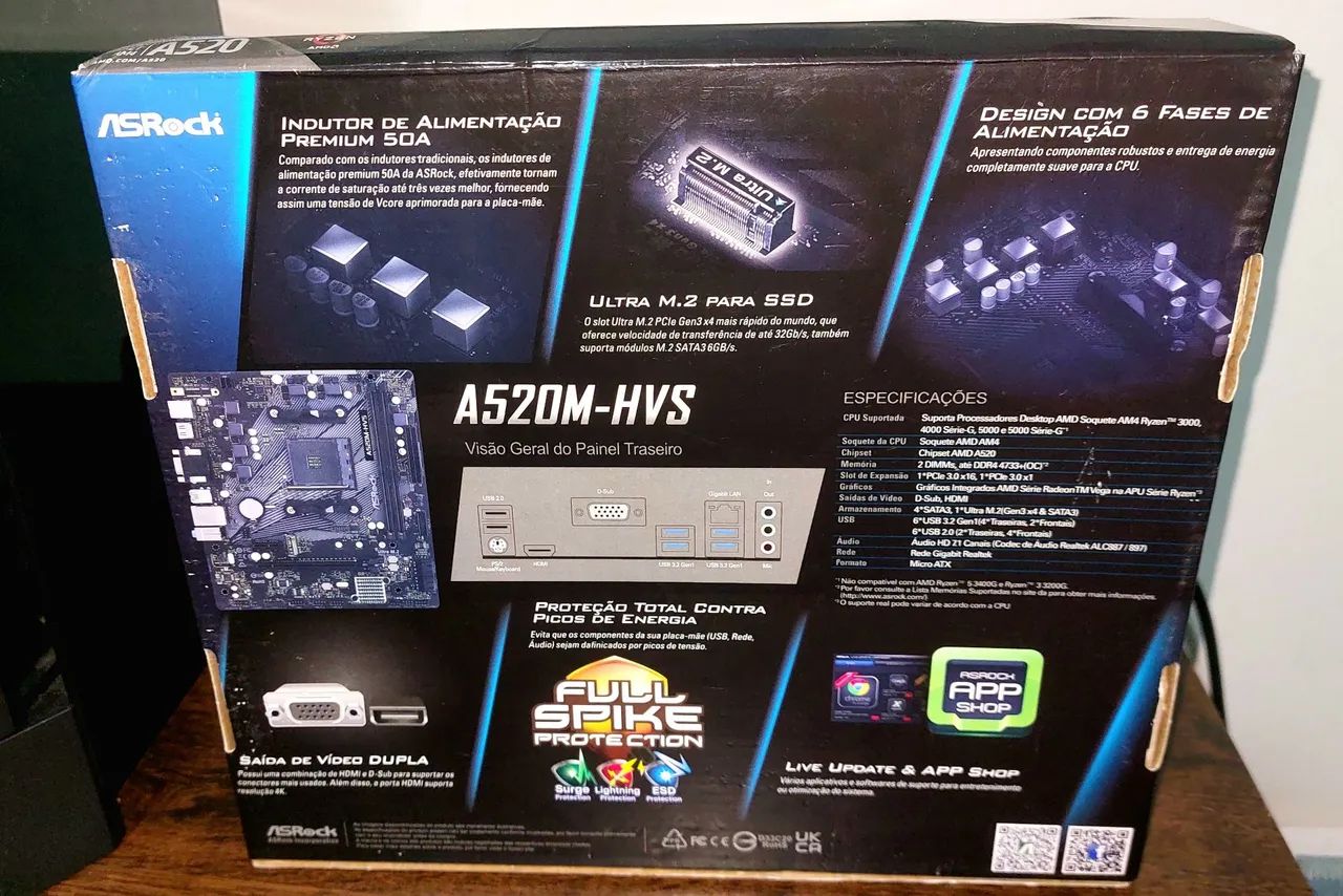 Placa Mãe A520M-HVS AsRock Am4 Ótimo Estado. - Foto 2