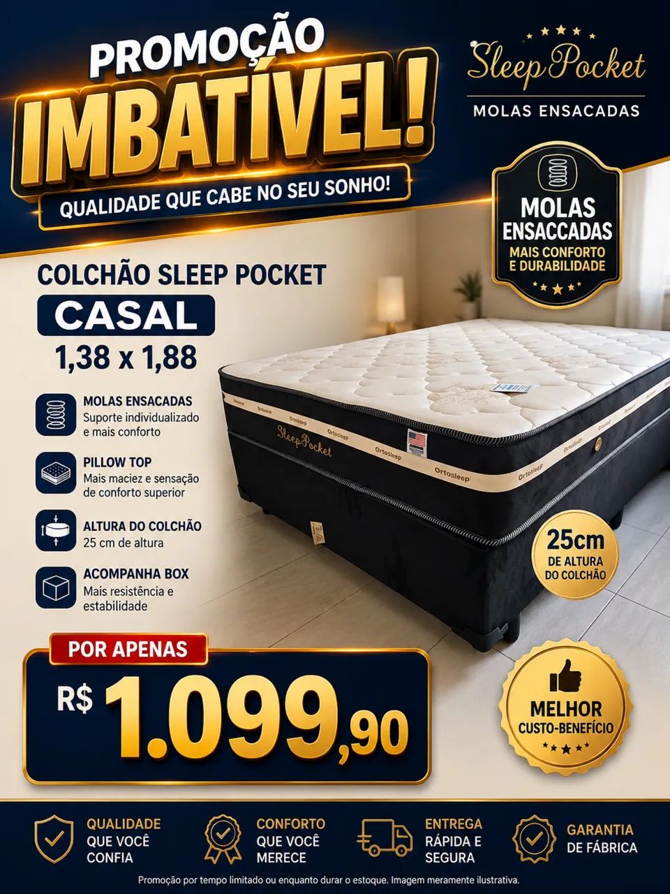 Colchão casal. Mais cama box.  