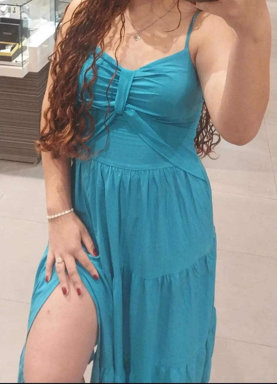 Vende-se vestido longo azul - Foto 4