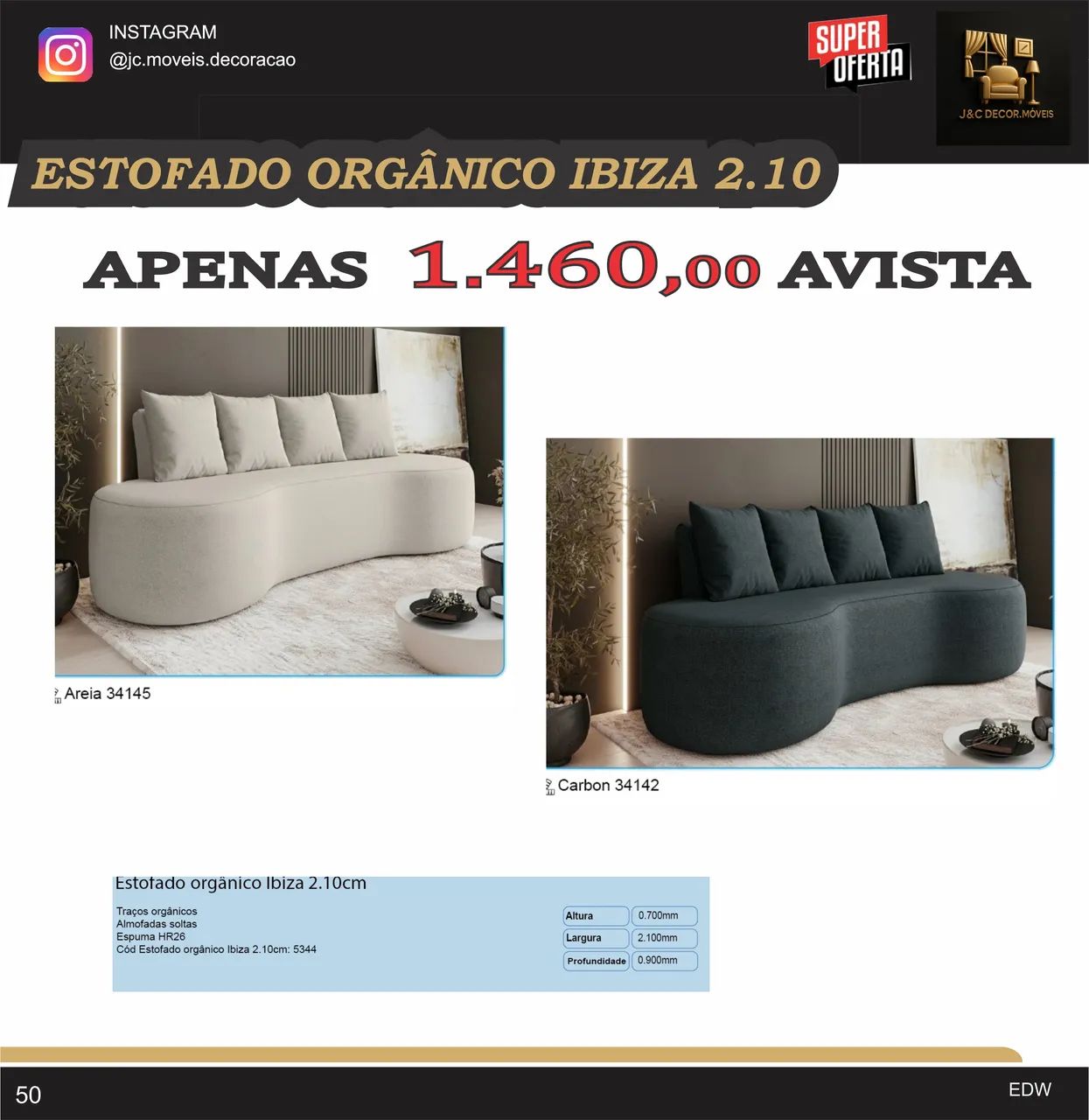 ESTOFADO ORGÂNICO IBIZA 2.10M