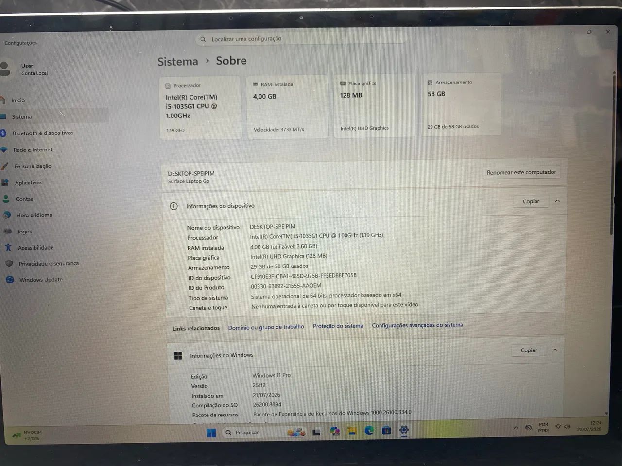 Microsoft Surface Laptop Go Touchscreen | Intel Core i5 | | Excelente Estado - Foto 4